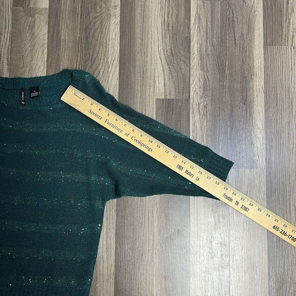 Womens New Directions Green Pullover Sweater Shiny Stripes Long Sleeve Small - Picture 6 of 6